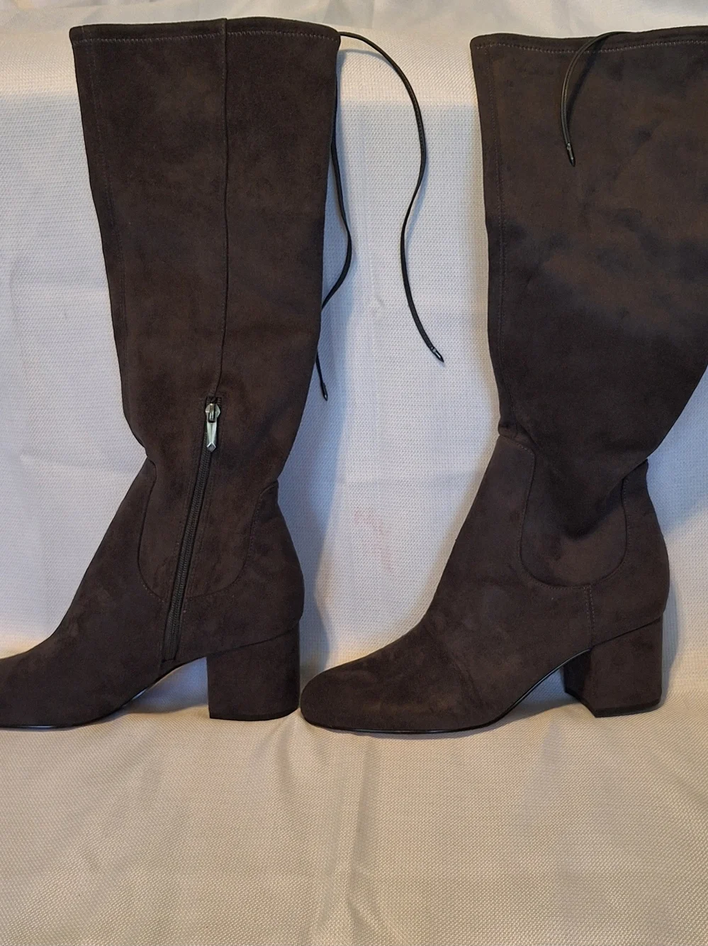 Sam Edelman VINNEY Women's Gray Knee High Riding Boots Almond Toe Lace Zip 11M